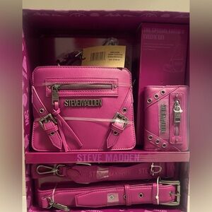 Steve Madden Dark Fuchsia Handbag and Wallet Set